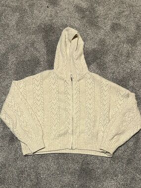 Hollister Cream Cable-Knit Zip Hoodie